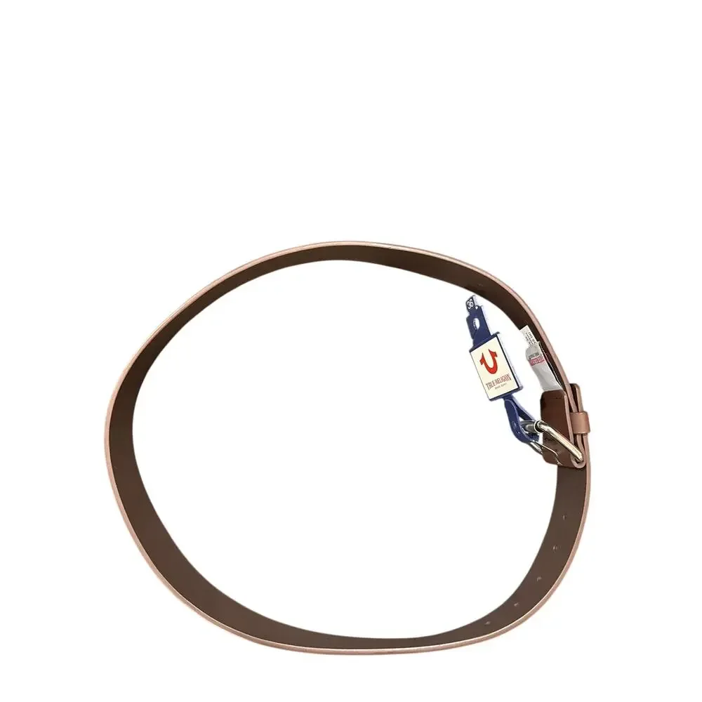 NEW True Religion Classic Casual Belt Brown Men's Size 36 Leather Logo TR300792